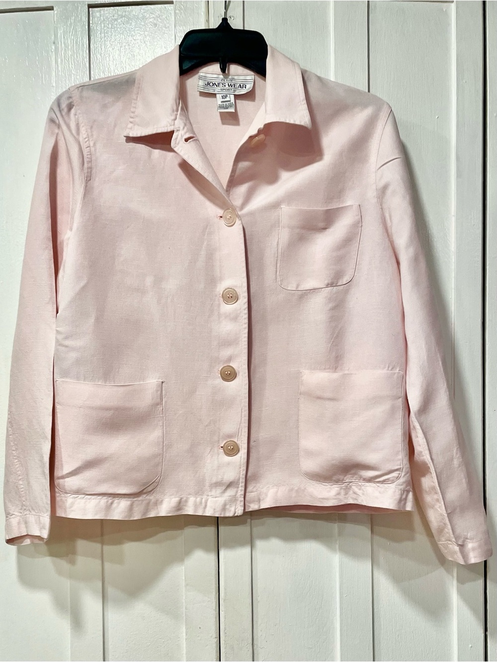 Vintage Jones Wear Sport Petite Pale Pink Linen Blend Jacket Size 10P
